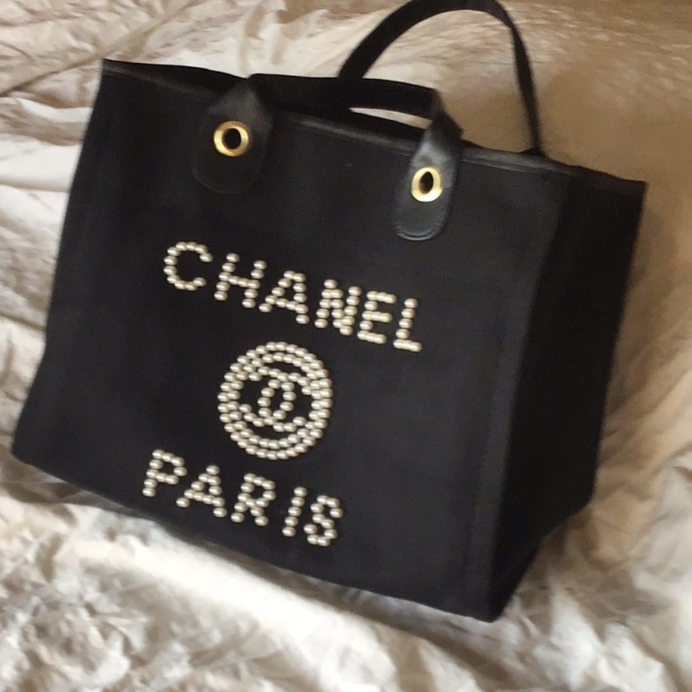 COPY: Chanel Black Tote with Gold Accents and Structured Design